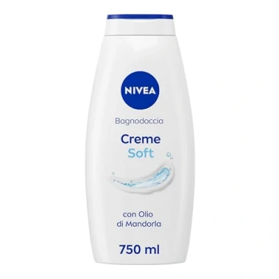 Immagine di NIVEA Bagnodoccia Creme Soft 750 ml, Bagnoschiuma in Crema detergente e idratante, docciaschiuma arricchita con Olio di Mandorla, Vitamine C, Oli Nutrienti dal profumo delicato