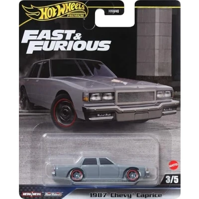 Immagine di Hot Wheels FAST AND FURIOUS Auto 1987 CHEVY CAPRICE Modellino Die Cast Scala 1:64 lunghezza 7cm HRT98