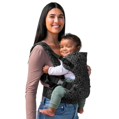 Immagine di Infantino Marsupio Neonato 4 in 1 Flip Advanced, Ergonomico e Convertibile, Trasporto Frontale Dorsale, Cinghie Regolabili per Bambini da 3,6 a 14,5 kg, Leopardo Grigio