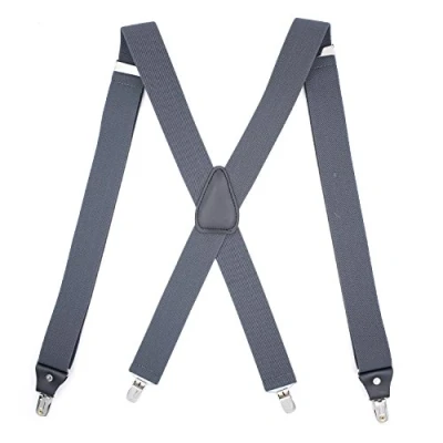 Immagine di bretelle da uomo regolabili elastiche Heavy Duty 3,5 cm di larghezza x forma 4 forti clip bretelle, grigio scuro, Taglia unica