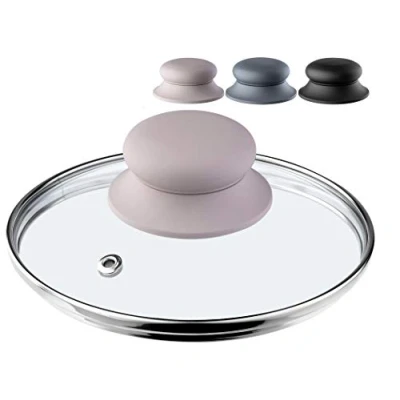 Immagine di coperchio in vetro KADAX con manico silicone, resistente al calore per pentole ⌀14 30 cm, foro il vapore, universale di varie dimensioni (30 grigio)