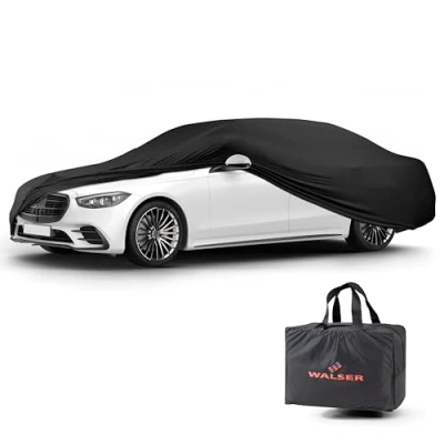 Immagine di WALSER Telone per auto interni Indoor Stretch Basic, morbido uso interno, garage completo lavabile, antipolvere XL, nero