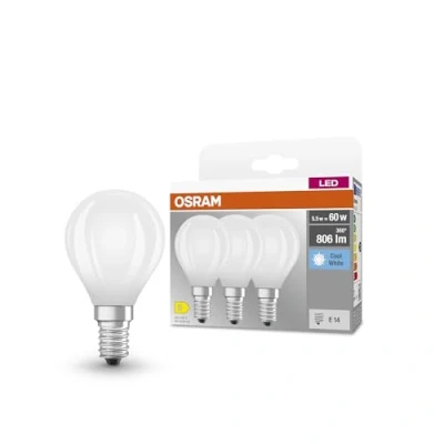 Immagine di OSRAM LED Lampe, a Candela, E14, 5.5 Watt, Bianco, Kalt Weiß, 4000 Kelvin, Confezione Da 3 Pz.