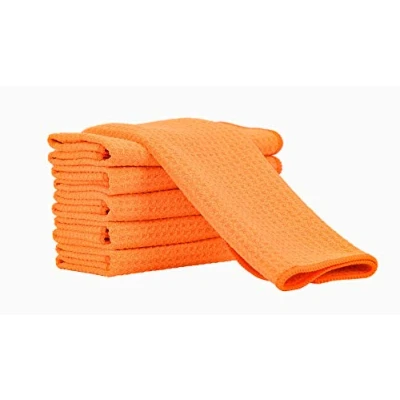 Immagine di Aniease Asciugamani in microfibra, super assorbente, ad asciugatura rapida, set di 6 panni per la pulizia (arancione neon, 30 x cm)