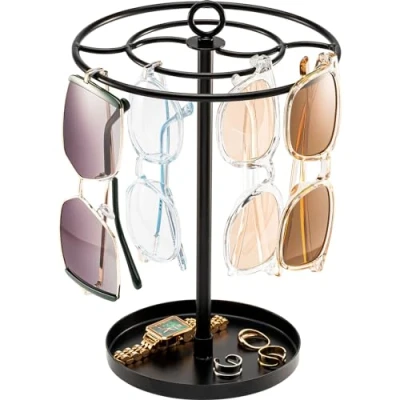 Immagine di ProCase Porta Occhiali da Sole 360 Rotating, Espositore Sole, organizer 20 Paia, Rack Metallo per Dresser Tabletop Desk Camera letto Bagno Nero