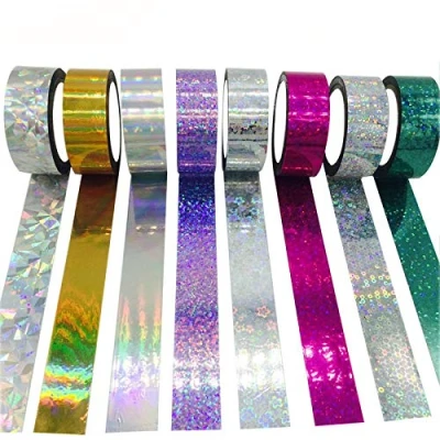 Immagine di Vogueing Tool 5 rotoli di nastro adesivo olografico glitterato, 1,9 cm x 10 m fai da te mascherante fiore d&#039;argento
