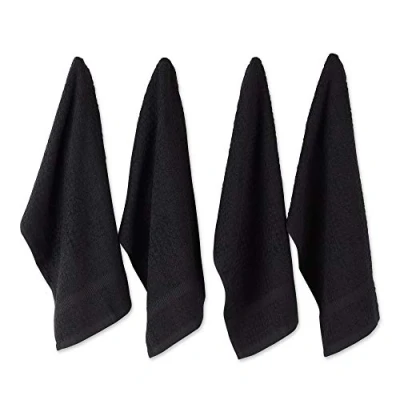 Immagine di DII Dishtowel Set Collezione Waffle Terry, Cotone, Nero, 15x26