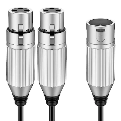 Immagine di J&amp;D Cavi Splitter a Y da XLR Femmina Maschio, Cavo Bilanciato 3 Pin con Rivestimento in PVC Maschio Doppio Adattatore per Microfonico, 0,48 Metri