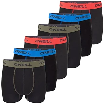 Immagine di O&#039;Neill boxer da uomo, confezione 6 pezzi, tinta unita, sport, basic, biancheria intima, senza apertura sul davanti, in cotone, nero, rosso, blu, M, L, XL, XXL, XL