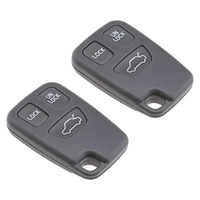 Immagine di ECSiNG 2 custodie per chiavi auto a 3 pulsanti di ricambio intelligenti e senza chiave, compatibili con VOLVO 850 960 C70 S40 S60 S70 S80 S90 V40 V70 V90 XC70 XC9