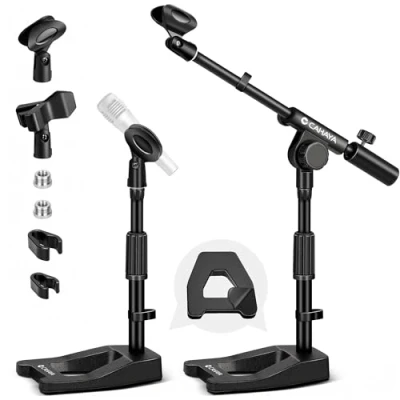 Immagine di CAHAYA Supporto per Microfono da Scrivania Regolabile: a stabile, braccio telescopico 26 43,5 cm, capacità di carico 2 kg, compatibile con Live Streaming/Registrazione/Gaming