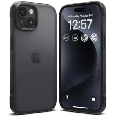 Immagine di Ringke Fusion Bold Compatibile con Cover iPhone 15, Retro Rigido PC Opaco e Custodia Paraurti Cornice Audace Antiurto Anti Ingiallimento Ottima Grip Matte Black Nero