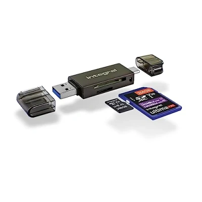 Immagine di Integral Adattatore per lettore di schede memoria micro SD e con doppia interfaccia USB 3.0 C tipo C, fino a 180 MB/s in lettura 130 scrittura, supporta le prestazioni delle