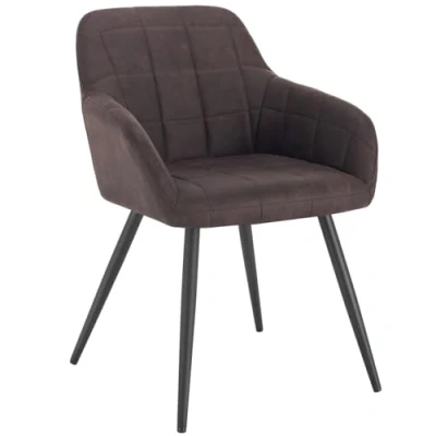 Immagine di WOLTU BH224br 1 Poltroncina Camera da Letto in Tessuto Marrone, Sedia Sala Pranzo con Braccioli Gambe Metallo