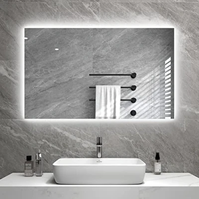 Immagine di byecold specchio per riscaldamento a infrarossi con illuminazione LED, 580 Watt, specchio, infrarossi, 100 x 60 cm, da bagno, parete, pannello riscaldante,