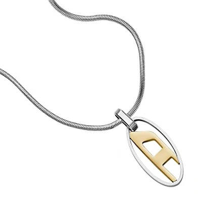 Immagine di Diesel Collana Da Uomo Con Ciondolo Singolo, Lunghezza: 550mm+50mm, Larghezza: 15,5mm, Altezza: 30,6mm In Acciaio Inox Argento, DX1421931