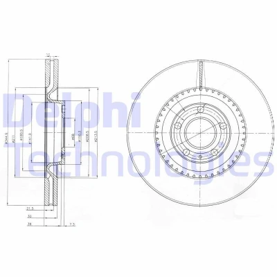 Immagine di DELPHI BG9003 Disco freno 345 30 5 ventilato Oleato non trattato senza cuscinetto ruota, anello sensore ABS AUDI: A4 B8 Avant, B7 Avant