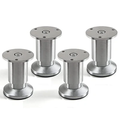 Immagine di SOTECH Set di 4 piedini per mobili ALPHA regolabili in alluminio spazzolato, portata fino a 250 kg Altezza: 80 mm