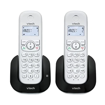 Immagine di VTech CS1551 Telefono senza fili DECT a 2 combinati con caricabatterie, segreteria telefonica, blocco chiamata, ID chiamata/chiamata in attesa, altoparlante vivavoce e tastiera