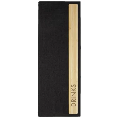 Immagine di SIGEL GM220 Carta delle bevande Bamboo, 1/2 A4, 2 buste a 4 facciate (8 fogli), rilegatura elastica, facile da pulire per hotel, caffè, bar grigio scuro/beige