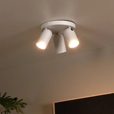 Immagine di Lucide Faretto a soffitto Punch, 3 luci, rondò, bianco