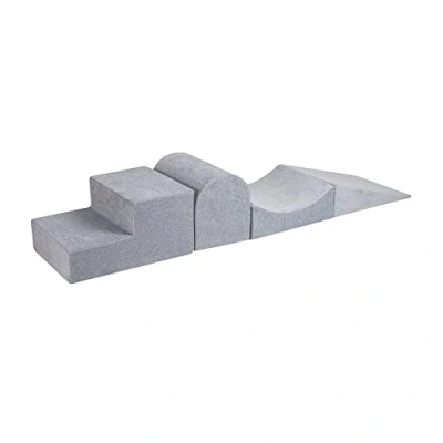 Immagine di Meowbaby 4 blocchi schiuma morbida Playset Playground 145x45cm per neonati e bambini piccoli, d&#039;arrampicata interna, parco giochi interno resistente, luce, velluto, grigio chiaro
