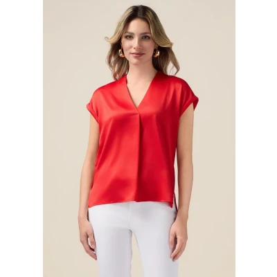Immagine di Oltre BI Scollo A V Tshirt basic, Donna, Taglia: Medium, Rosso