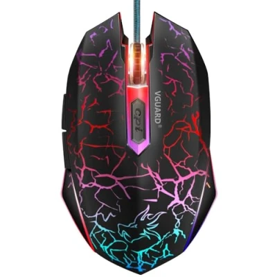 Immagine di VGUARD Mouse da Gaming, con Filo USB, Ottico per PC Portatile Ergonomico, 6 Pulsanti Programmabili, 4 Regolabile DPI(800/1200/1600/2400), 7 Colori LED Nero (Versione Aggiornata)