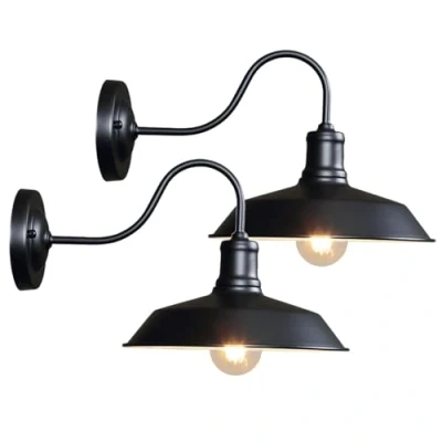 Immagine di Moddeny Applique da parete per esterni retrò Lampada fienile a collo di cigno in ferro portico vintage 9,8 pollici garage impermeabile antiruggine