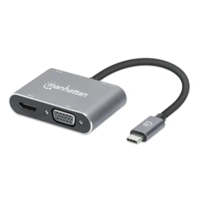 Immagine di Manhattan Notebook Dockingstation USB C to HDMI &amp; VGA 4 in 1 Docking Konverter Alimentazione C®