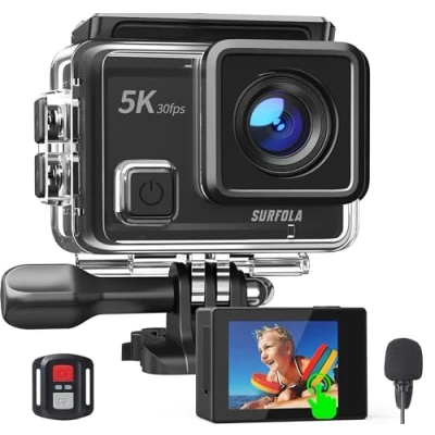Immagine di Action Camera, 20MP Waterproof 40M Underwater Camera for Snorkeling, WiFi Helmet Vlogging, 2 Rechargeable Batteries, Touchscreen