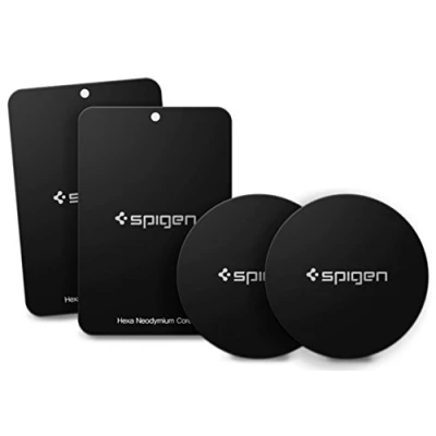 Immagine di Spigen Kuel [A210] Metallo per supporto magnetico KFZ Handyhalterung con 3M Kleber confezione da 4 (2 giri 2 Rechteckige)