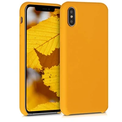 Immagine di kwmobile Cover per Apple iPhone X Custodia Back Case Smartphone in Silicone TPU Protezione Gommata giallo zafferano
