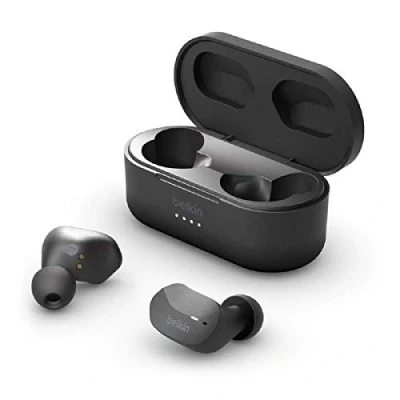 Immagine di Belkin SoundForm Auricolari true Wireless (Cuffie Bluetooth per iPhone, Samsung, Google, controlli touch, Custodia di Ricarica Portatile, riproduzione 24 ore, isolamento rumori, anti sudore) Nero