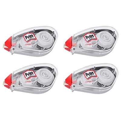 Immagine di Pritt Monopattino correttore Compact Flex, sovrascrivibile istantaneamente, facile da usare grazie alla punta flessibile, lunghezza del nastro 10 m, larghezza 4,2 mm, kit di risparmio con 4 rulli