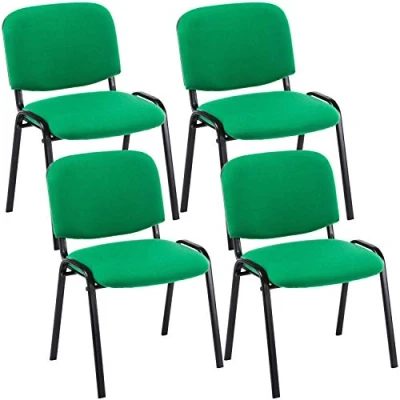 Immagine di CLP Set 4 Sedie Ufficio Visitatore Ken Imbottite in Stoffa I Attese Impilabili E Carico Max 120 kg, Colore:Verde