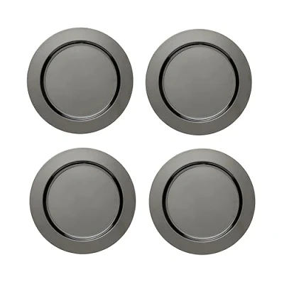 Immagine di ECHTWERK Set di 4 sottopiatti/piatti da portata &#039;Shiny&#039; in acciaio inossidabile, Edizione Black, Ø 33,2 cm