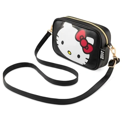 Immagine di Hello Kitty Borsa Tracolla con Rimovibile, Scomparto Interno e Cerniera(Nero)