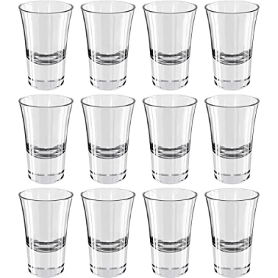 Immagine di Wellgro bicchieri da liquore 3,4 cl 4,5 x 7 cm (diametro altezza) vetro trasparente shot stabili Made in Italy Quantità: 12 pezzi