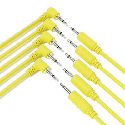 Immagine di ExcelValley 5 Pack Cavi Ibridi Modulari Patch Mono TS 3,5mm 1/8&quot;Eurorack Synth Sintetizzatore [Giallo 15cm 6&quot;]