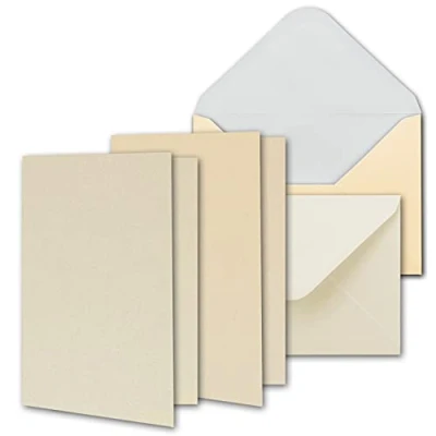 Immagine di Neuser, Gustav C Line, set di biglietti invito con buste, a effetto madreperla, in 2 differenti toni pastello e crema, formato DIN A6 25 pezzi crema