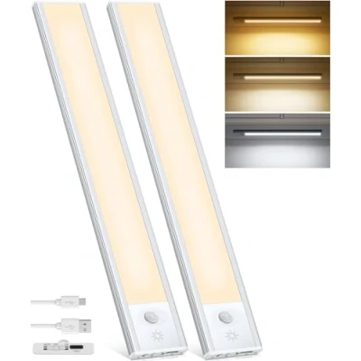 Immagine di Qutava luce Armadio led con Sensore,Luce Movimento 3 Modalità, 84Leds 200LM, ricaricabile 1500mAh,Applicabile a Scale,Corridoio,Armadio,All&#039;aperto 32cm(2 Pezzo)