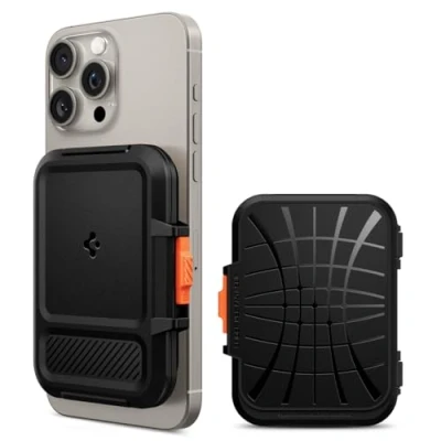 Immagine di Spigen Lock Fit MagFit Portafoglio (5 carte) MagSafe Wallet Magnetico Portacarte Compatibile con iPhone 16/15/14/13/12 Modelle, Accessori Nero