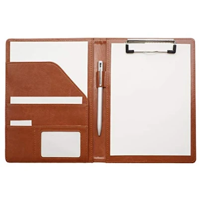 Immagine di portablocco A5 blocco appunti in pelle supporto per File Organizer con tasca interna Marrone