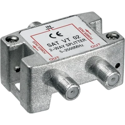 Immagine di Goobay 67001 Splitter SAT, a 2 Vie, Argento