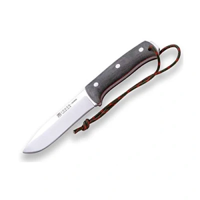 Immagine di joker Coltello da caccia Nomad CV125, mango tela micarta, lama di 12,7 cm, fodero in pelle nera, include paracord, per la pesca, caccia, l&#039;escursionismo, il campeggio.