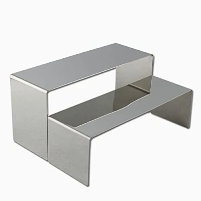 Immagine di Espositore per scarpe in acciaio inox, superficie a specchio, 2 pezzi, colore: argento