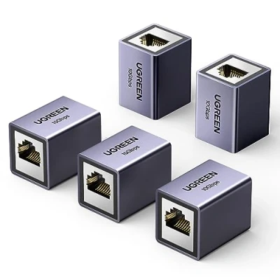 Immagine di UGREEN Connettore Prolunga Cavo Lan 10 Gigabit Accoppiatore RJ45 Accoppiamento di Rete Estensione Ethernet Cat7/ Cat6/ Cat5e (Grigio, 2 Pezzi)
