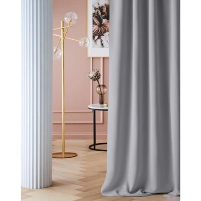 Immagine di ROOM99 Curtain Tenda con occhielli, 140 x 280 cm, larghezza altezza, oscurante, per soggiorno, camera da letto, colore grigio chiaro, 1 pezzo