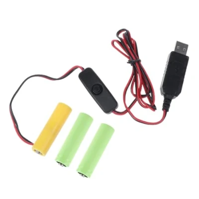 Immagine di Haveratio Convertitore di Alimentazione USB Eliminatori batterie False Sostituisci 3 AA LR6 da 1,5 V per Il Giocattolo elettronico a Luce LED